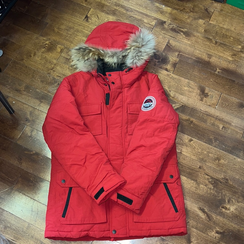 Expedition winter parka with real fur hood.